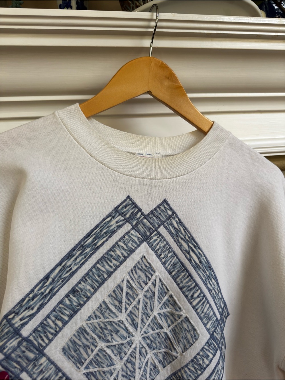Vintage Quilted Country Cottage Crewneck Sweatshirt Size L - Picture 3 of 6